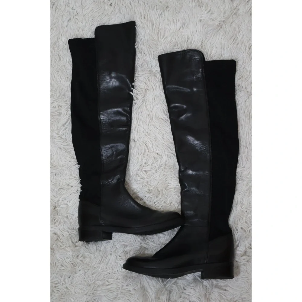 Blondo Boots Size 6.5 Black‎ Leather Over the Knee Leather Fabric Waterproof